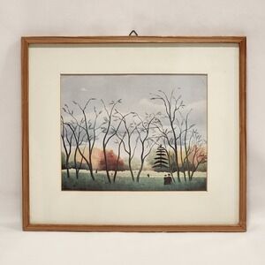 Henri Rousseau Framed Landscape Art Print Vintage German Gebr Vogl Frame 10x8